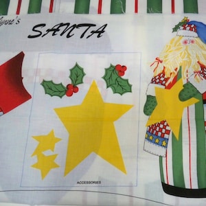 Vintage Alma Lynne&#39;s Standing Santa Doll Sewing Panel  3-D Santa