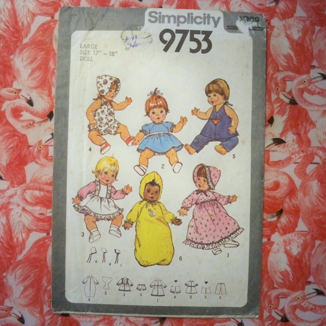 Simplicity Pattern 9753 Vintage Simplicity 9753 Wardrobe for Baby Doll Large (17