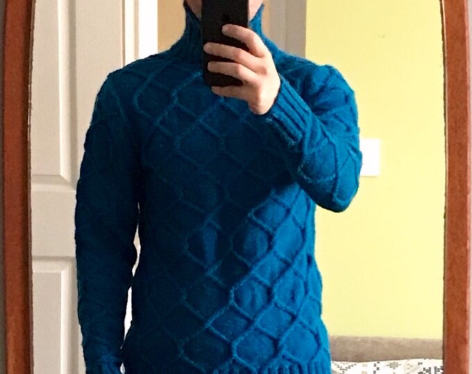 Honeycomb Pattern High Collar Sweater