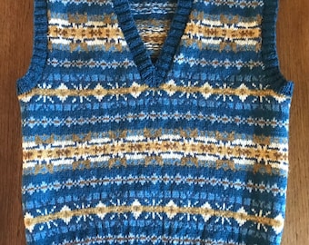 1940s Style Fair Isle Sleeveless Pullover
