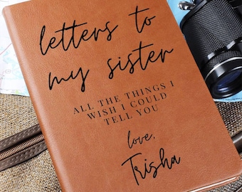 Diario conmemorativo: Cartas a mi hermana, recuerdo de duelo personalizado de cuero vegano