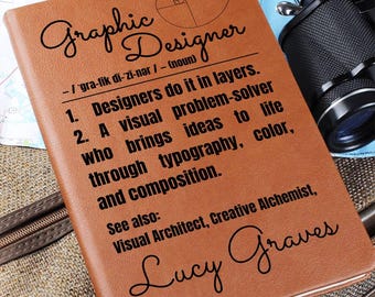 Diario de diseño gráfico personalizado en piel vegana