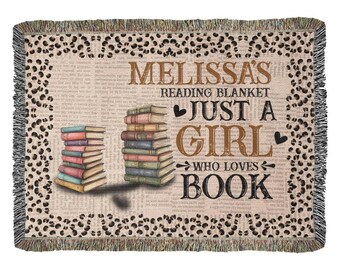 Personalized Book Lover Blanket: Custom Name, Cozy Cotton Throw