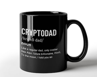 Crypto Dad Black Ceramic Mug, Father's Day Gift