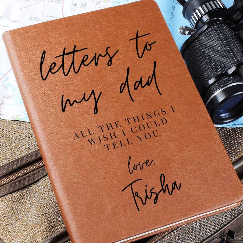 Personalized Memorial Journal: Letters to My Dad, Vegan Leather Keepsake image 4