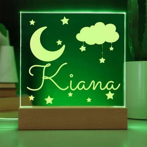 Child Personalized Custom Name Night Light Acrylic Square Plaque, Gift to Daughter, Gift From Dad, Gift from Mom, Gift for Her