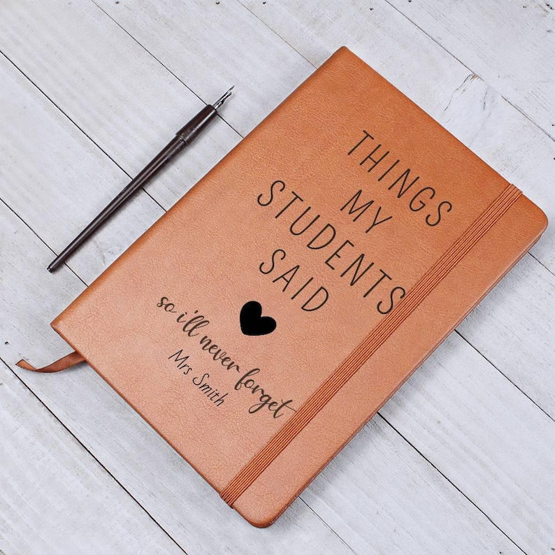 Diario personalizado de cuero vegano: regalo de agradecimiento para el profesorado imagen 4