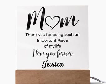 Luz nocturna LED acrílica personalizada para mamá: regalo grabado de hija/hijo