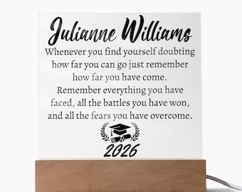 Personalized Graduation Acrylic Plaque with Wooden LED Base
