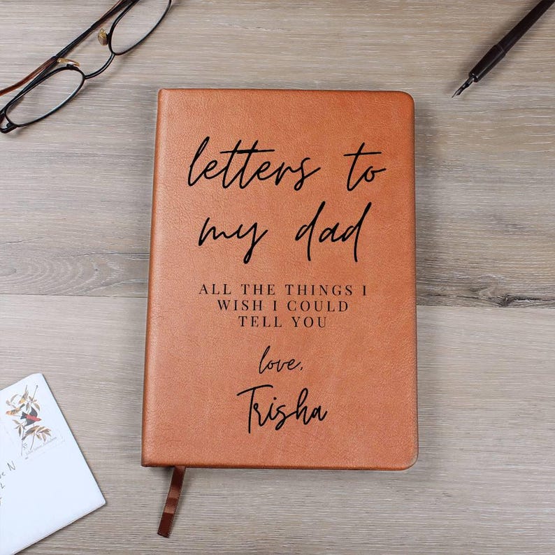 Personalized Memorial Journal: Letters to My Dad, Vegan Leather Keepsake image 7