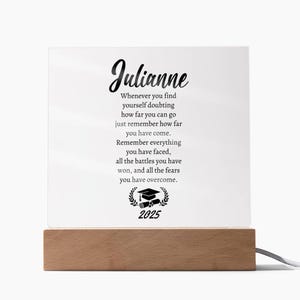 Graduierung personalisierter benutzerdefinierter Name quadratische Acrylplakette, graduierter 2025, Abschlussgeschenk, Geschenk für bestandene, graduierte Plakette