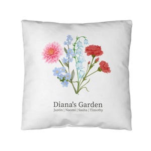Mom&#39;s Garden Birth Flower Custom Name Classic Pillow Gift For Mom, Mother&#39;s Day Gifts, Gift For Mom, Mom Birthday Gift, Grandma Pillow