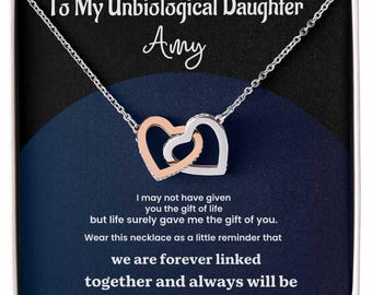 Interlocking Hearts Necklace: Bonus Daughter Gift, CZ Crystals