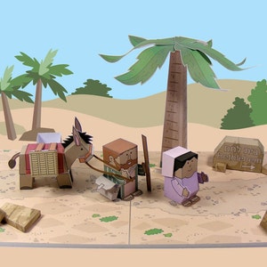 Bible MiniWorld Paper Toys – Journey to Bethlehem – Cut, assemble and play. Instant Download