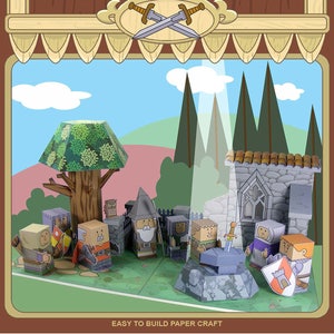 Medieval MiniWorld - The sword in the rock. Cut, assemble and play. Instant download.
