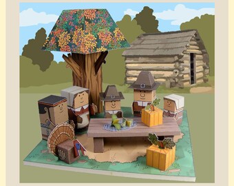 MINIWORLD PAPERTOYS – Celebrating Thanksgiving – Cut, assemble and play. Instant download.