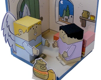 Bible MiniWorld Paper Toys - Mini Nativity - The Annunciation - Instant Download