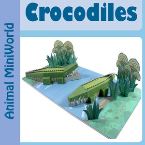 ANIMAL MINIWORLD PAPERTOYS – Krokodile – Schneiden, zusammenbauen und spielen. Sofortiger Download.