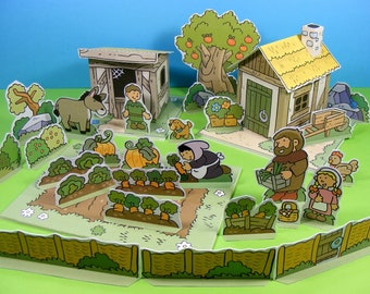 Medieval Village – Vegetable Farm - Cut out play set