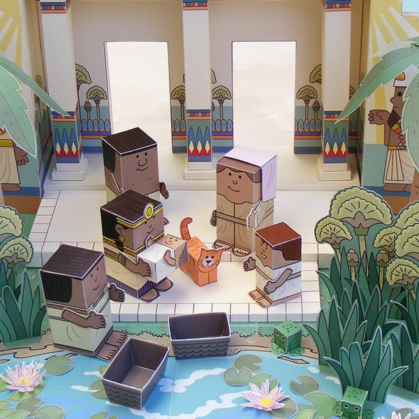 Bible MiniWorld Paper Toys - The Princess and the Baby - Cut, assemble and play. Instant download