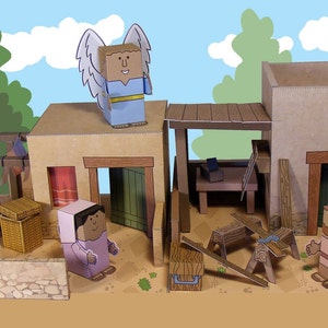 Bible MiniWorld Paper Toys the Annunciation Cut, assemble and play. Instant Download image 1