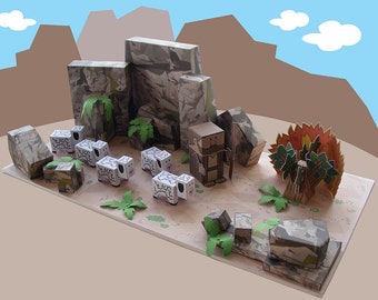 Bible MiniWorld Paper Toys - The Burning Bush - Cut, assemble and play. Instant download