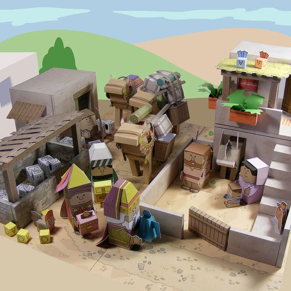 Bible MiniWorld Paper Toys – Visit of the Wise Men - Cut, assemble and play. Instant Download