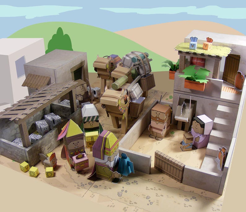 Bible MiniWorld Paper Toys Visit of the Wise Men Cut, assemble and play. Instant Download image 1