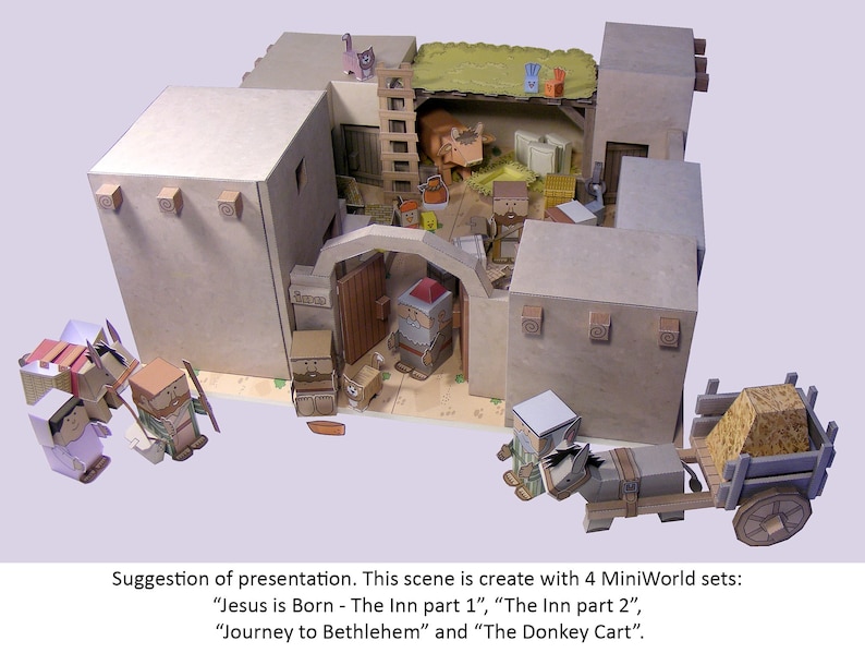 Bible MiniWorld Paper Toys The Inn, Part 2 Cut, assemble and play. Instant Download image 9