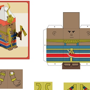 Egyptian pharaoh and family Mini-people paper toys. Cut, assemble and play. Instant download. 画像 4
