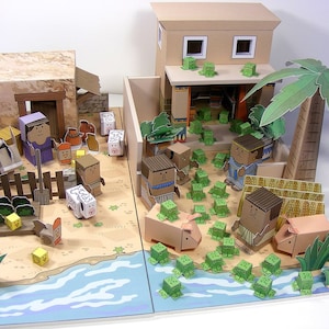Bible MiniWorld Paper Toys - Moses and the Plagues of Egypt - Cut, assemble and play. Instant download