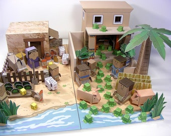 Bible MiniWorld Paper Toys - Moses and the Plagues of Egypt - Cut, assemble and play. Instant download