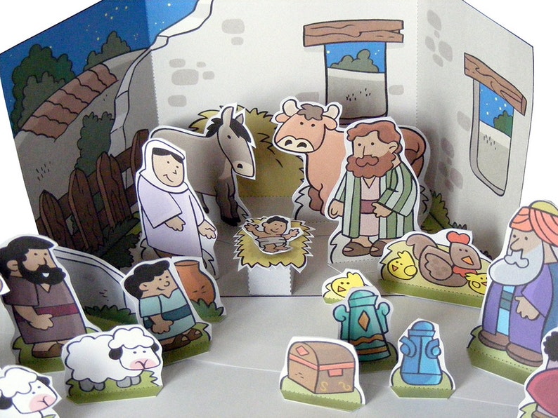 DIY Paper Christmas Dioramas, Christmas paper crafts, Nativity, Crèche de Noël, Crèche en papier image 4