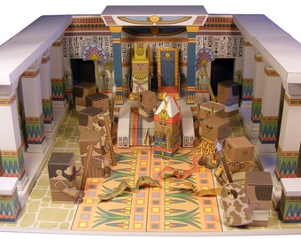 Bible MiniWorld Paper Toys - Moses Confronts Pharaoh - Cut, assemble and play. Instant download