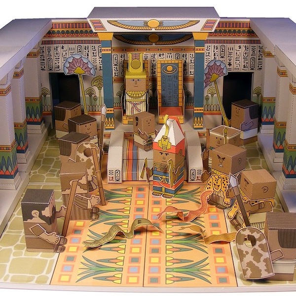 Bible MiniWorld Paper Toys - Moses Confronts Pharaoh - Cut, assemble and play. Instant download