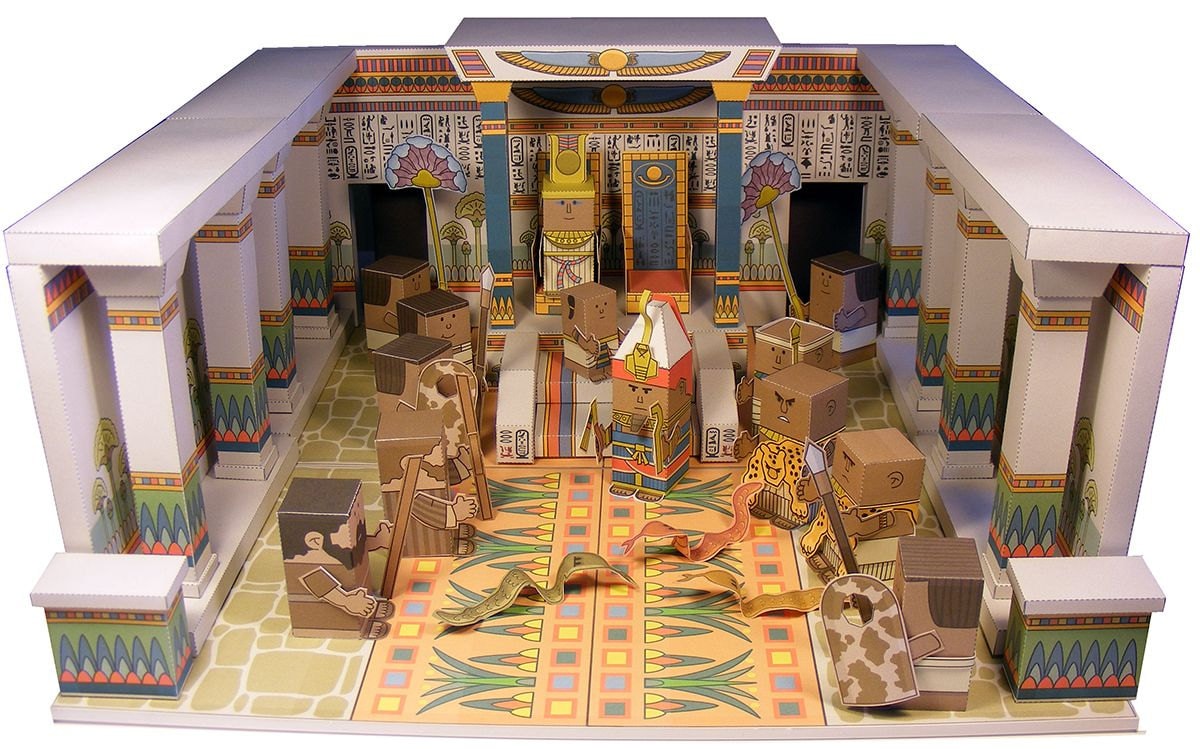 Bible Miniworld Paper Toys - Moses Confronts Pharaoh - Cut