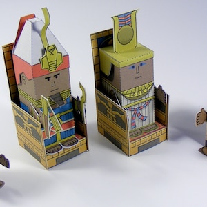 Egyptian pharaoh and family Mini-people paper toys. Cut, assemble and play. Instant download. image 3