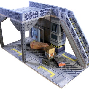 Sci-fi MiniWorld Paper Toys – The Stairs. Instant download