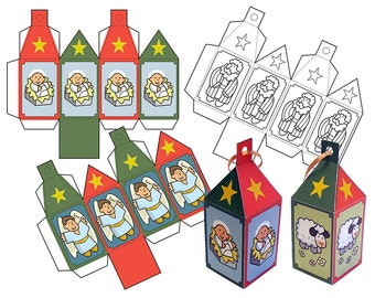 Nativity Paper Ornaments set 2. Instant download
