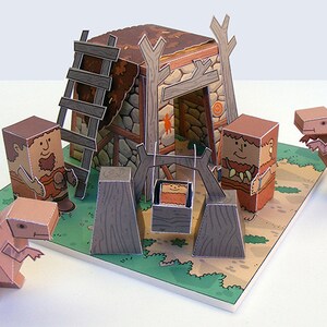 Dino MiniWorld paper toys - The Hut. Cut, assemble and play. Instant download.