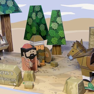 The Road to Damascus Paul of Tarsus Bible MiniWorld Paper Toys. Instant Download zdjęcie 4