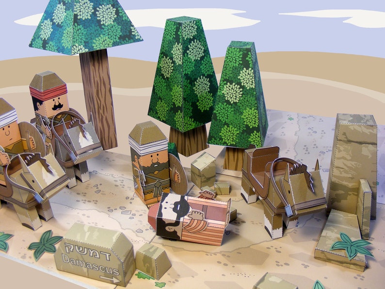 The Road to Damascus Paul of Tarsus Bible MiniWorld Paper Toys. Instant Download zdjęcie 3