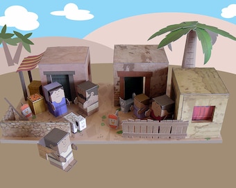 Bible MiniWorld Paper Toys - Hebrew Houses - Cut, assemble and play. Instant download