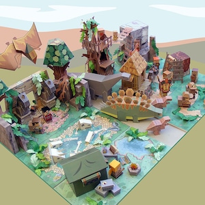 Offerta speciale 20% di sconto - giocattoli di carta Dino MiniWorld - The Play Set completo - 7 set. Download immediato.
