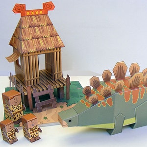 Dino MiniWorld paper toys - The House. Cut, assemble and play. Instant download.