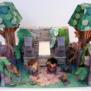 Dino MiniWorld paper toys - The Guardians. Cut, assemble and play. Instant download.