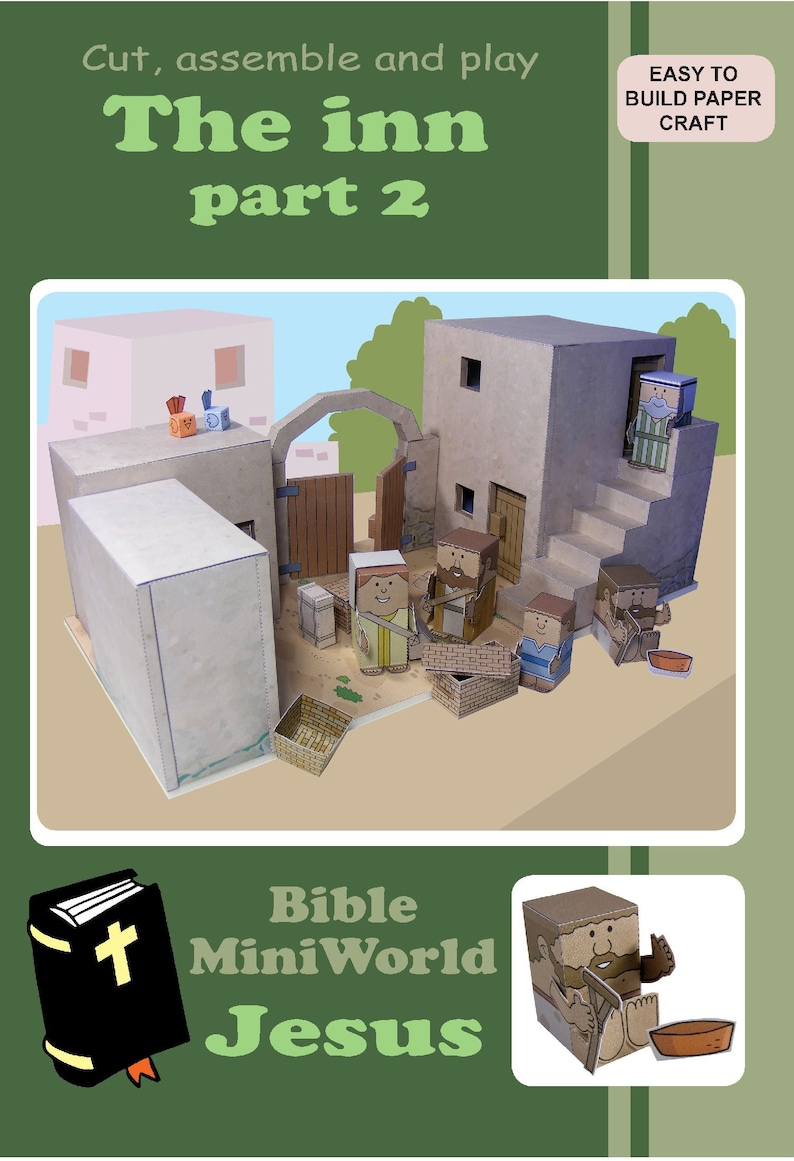 Bible MiniWorld Paper Toys The Inn, Part 2 Cut, assemble and play. Instant Download image 1