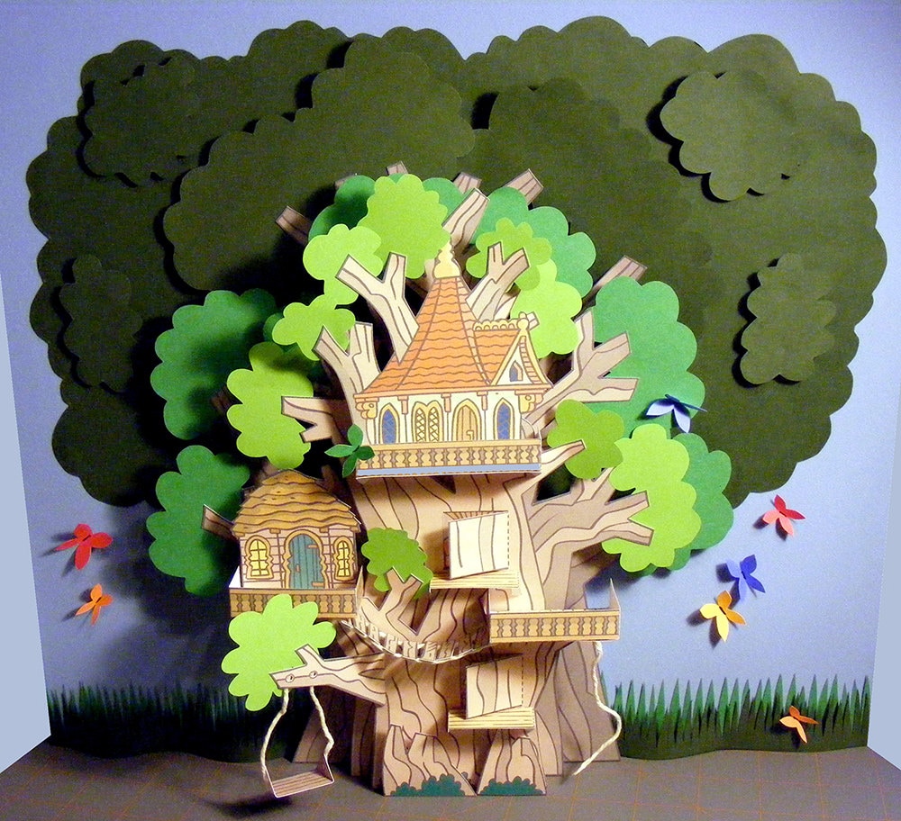 アクリル絵画　“Tree House” Amazon.com: Movstrb Whimsical Treehouse Diamond Painting Set