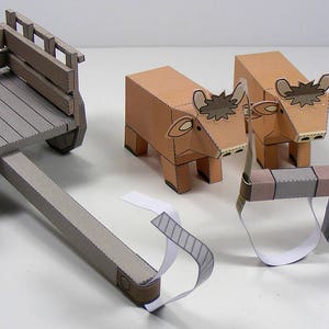 MINIWORLD PAPER TOYS Double ox-cart Cut, assemble and play. Instant download. image 3