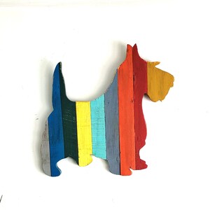 Colorful Dog Silhouettes! Customizable Dog Wall Hangings Made of Distressed Wood in Colorful Slats
